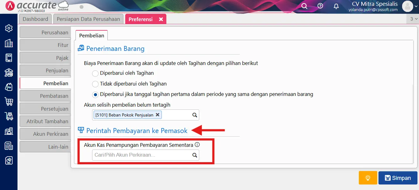 melengkapi bagian pembelian